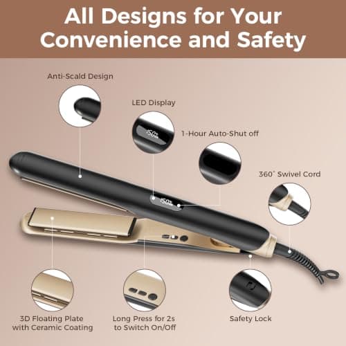 Tresses Touch Hair Straighteners Dual Voltage Worldwide Use 120-230℃ LED — view 5