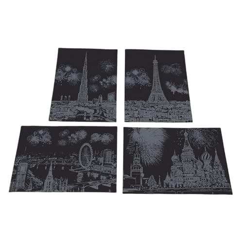 Sxhlseller A4 Colorful City Night Kit | 4 Sheets with Bamboo Pen for Kids Adults, Travel & Home Decor (A4 (4 Sheet)) — view 3