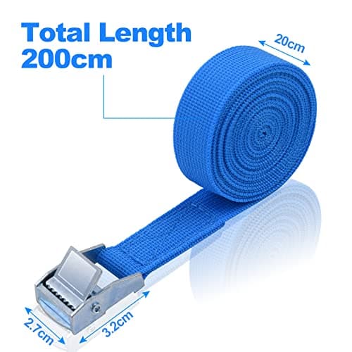URAQT Tie Down Straps, 4 Pack Heavy Duty Tensioning Belts, 2M Adjustable Cargo Straps Ratchet Straps for Motorcycle, Cargo, Trucks, Trailer, Luggage, 250kg Loading Capacity, Quick Release (Blue) — view 2