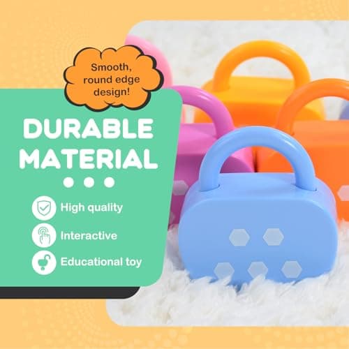 GEERAY Cause and Effect Toys for Toddlers 3+, Montessori Lock & Key Set with 5 Apple-Shaped Locks, Keys & 10 Cards – Learn Numbers, Colors & Motor Skills STEM Toy Gift for Home & Classroom — view 5