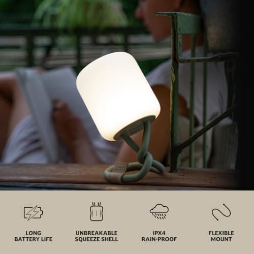 Campo Libre.® Leni Camping Lamp – LED Outdoor Light with Flexible Handle, Dimmable Camping Light, Table Lantern, IPX4 Waterresistance, 200h Runtime, SqueezeShell, USB-C Charging, Rectangle, Moss — view 3