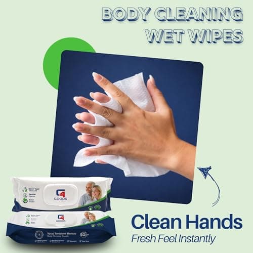G4GOODS Adult Wet Wipes (600 Counts - 12 Packs) Extra Large No Rinse Cleansing Body Wipes for Bed Bath & No Shower, Thick Soft Unscented, Suitable for Travel, Camping, Gym, Hospital & Incontinence Use — view 5