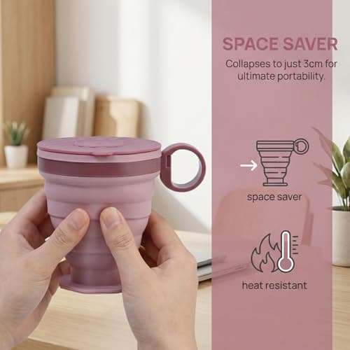 Hontaog 2 Pack Foldable Silicone Cups with Lid – Collapsible Reusable Travel Mugs, Portable Space-Saving Coffee Cups for Camping, Hiking, Outdoor Activities — view 4