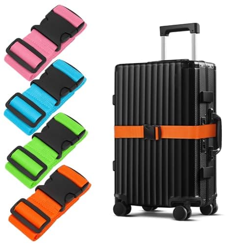 4-Pack Luggage Straps for Suitcases Heavy Duty Suitcase Straps Secure Travel Case Strap Luggage Belt 4 Colour Suitcase Identifier Set Personalised