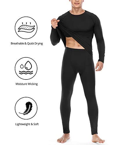 Roadbox Men's Thermal Underwear Sets - Fleece Lined Long Johns Base Layer Tops & Bottoms Quick Dry for Winer Skiing Cycling — view 4