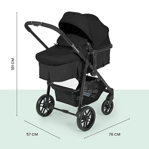 3 in 1 Travel System with Astral Baby Car Seat – Ickle Bubba Star Convertible Pram Travel System, Pushchair & Infant Carrier Bundle, from Birth Baby Pram and Car Seat (Black) — view 3