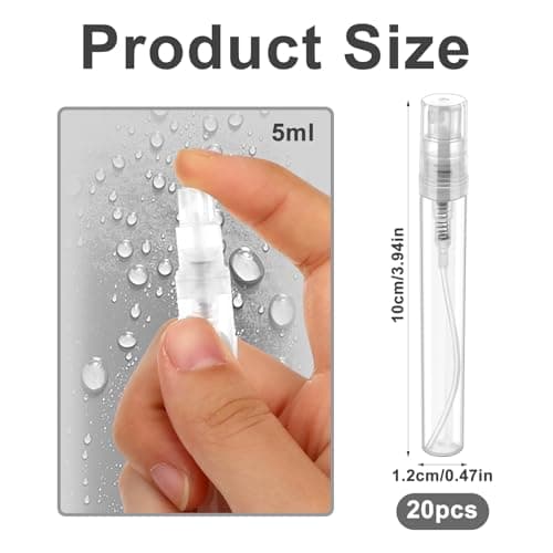 Yuomeaz 20PCS Mini Spray Bottle, 5ML Plastic Atomiser Spray Bottle, Refillable Portable Travel Perfume Sample Bottles for Fine Mist Essential Oil (Clear) — view 2