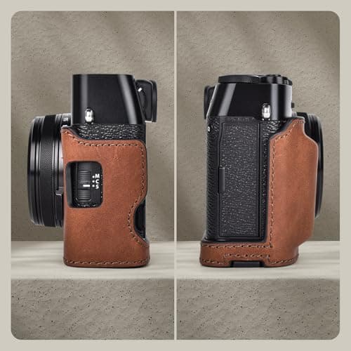 MUZIRI KINOKOO Fuji X100VI Case, Genuine Leather Protective Half Case Compatible for Fujifilm X100VI Camera - with Opening Bottom and Hand Grip Design - Brown — view 5