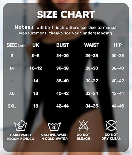 SHAPERIN Women's Bodysuits Thermal Square Neck Long Sleeve Body Suit Tanga — view 6