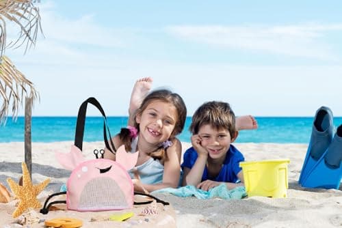 CAREOR Creative Beach Zipper Bag, Portable Crab-Shaped Mesh Beach Bag with Adjustable Shoulder Straps for Shell Sea Pool Toy (Pink) — view 6