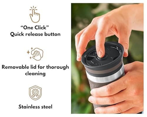 Milu Insulated Coffee Mug to Go - 370ml, 100% Leak Proof - Stainless Steel - Double Wall Insulation - Travel Mug - Brown — view 3