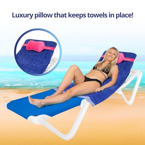 ITSA Towel Trapper | Memory Foam Travel & Beach Pillow | Sunlounger Towel Strap | Portable Pillow | Towel Gripper | Neck Support (Caribbean Blue) — view 3