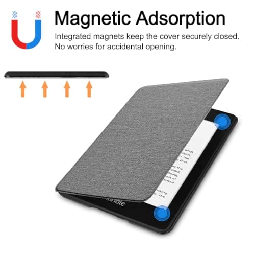 TOKILO Case for Kindle Paperwhite 7" eReader 12th Generation 2024 Released, Ultra Slim Soft PU Shell & TPU Back Cover Auto-Wake/Sleep, Not for iPad 6.8" eReader (11th Generation-2021) (Grey) — view 4