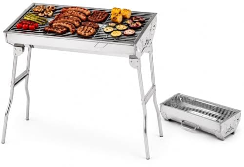 House of Home BBQ Portable Stainless Steel Folding Large Charcoal Grill