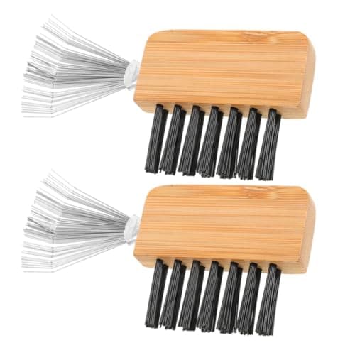 2pcs Hairbrush Cleaning Comb for Home and Travel, Beige Metal Wood