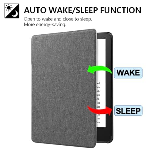TOKILO Case for Kindle Paperwhite 7" eReader 12th Generation 2024 Released, Ultra Slim Soft PU Shell & TPU Back Cover Auto-Wake/Sleep, Not for iPad 6.8" eReader (11th Generation-2021) (Grey) — view 3