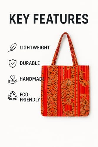 Quilted Cotton Tote Bag for Women | Handmade Printed Shopping & Travel Bag with Long Shoulder Handles | Lightweight Reusable Cloth Tote for Daily Use, Beach & Office — view 6