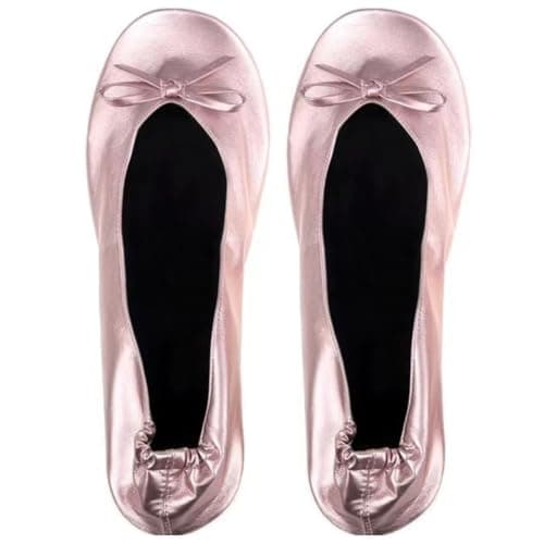 Foldable Travel Ballet Lightweight Slip On Casual Walking Shoes Comfortable Flat Sandals For, pink, Small