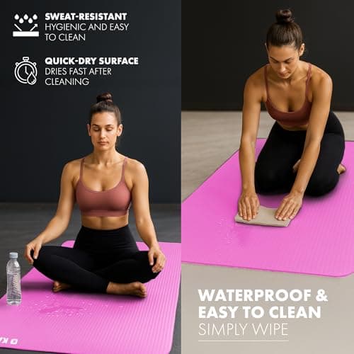 KAYMAN Yoga Mat – Multi-Purpose Extra Thick Foam Exercise Mats – Ideal Floor Mat for Pilates, Stretching, Resistance Workout & Therapy – Home & Gym Equipment Accessory (Pink) — view 6