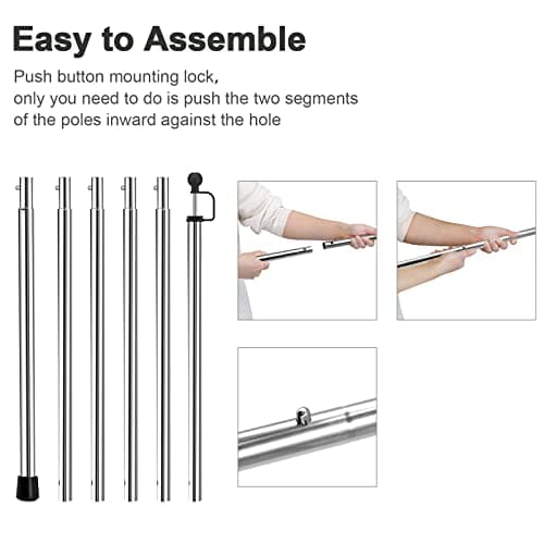 KOMCLUB Adjustable Tarp Poles 94.5" Camping Poles Stainless Steel Lightweight Tent Pole for Camping Hiking Outdoor Sport Activities… — view 4