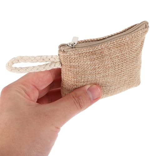 TOYANDONA Compact Beige Travel Pouch for Women, Cotton and Linen Coin Wallet with Zipper, Easy to Clean Money Purse Suitable for Daily Use and Portable Organiser — view 4