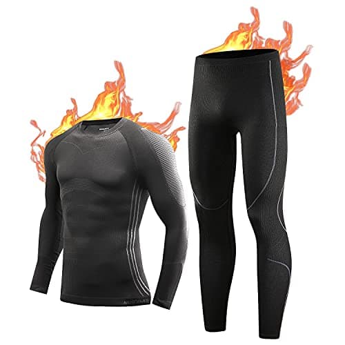 NOOYME Men's Thermals Base Layers Ski Compression Top & Bottoms Set