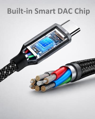 Headphone Jack to USB C Adapter 2 Pack, Braided Aux to USB C Wire with Hi-Fi DAC, Lossless Audio, Plug and Play, for iPhone 17/16/15, Samsung S25/S24, iPad, MacBook, for Office/Travel/Gaming — view 4