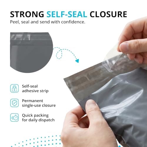 Straame Grey Postage Bags, 22x30 in, Self-Seal Opaque Poly Mailers, 25 Pack — view 3