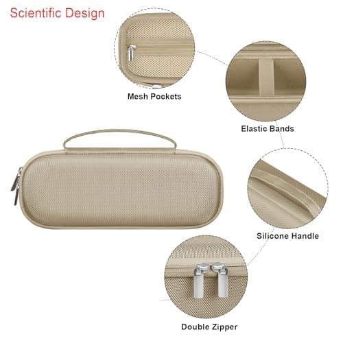 Elonbo Carrying Case ​for Beats Pill Wireless Bluetooth Speaker, Beats Pill Portable Speaker Travel Bag Storage Holder, Mesh Pocket Fits Charger, Champagne Gold — view 4