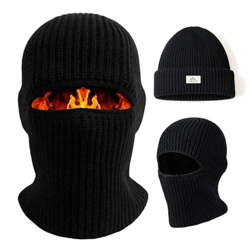 Mayoii Dual-Use Thermal Balaclava, Multifunctional Ski Mask, Elastic Balaclavas for Men, Warm Windproof Mens Beanie Hat, Winter Hat for Outdoor Sports (UK, Alpha, One Size, Black)