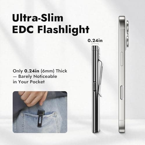 WARSUN T7 Rechargeable Pocket Torch, Slim EDC Flashlight with USB-C Charging, Magnetic Base & Clip, Lightweight Portable LED Torch for Everyday Carry, Night Walking, Camping, Work & Emergency — view 3