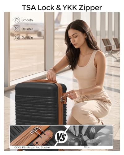 COOLIFE 55×40×20 Cabin Suitcase + 40x30x20cm Ryanair Cabin Bag EasyJet Set — view 3