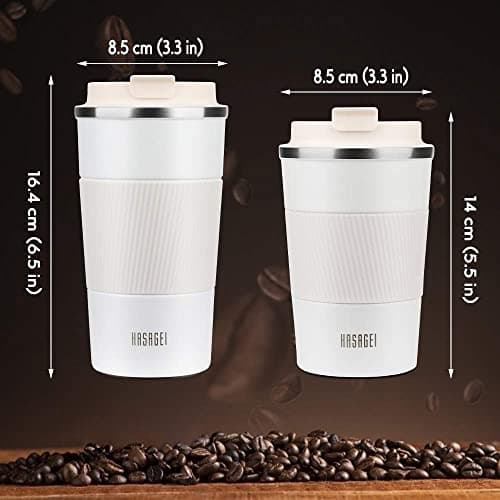 HASAGEI Travel Mug, Insulated Coffee Cup with Leakproof Lid - Vacuum Insulation Stainless Steel for Hot and Cold Water Coffee and Tea 510ml/18oz White — view 6