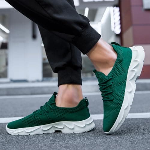 VGPSFN Mens Trainers Running Shoes Walking Sport Outdoor Casual Tennis Gym Fitness Shoes for Men Breathable Mesh Comfortable Lightweight Sneakers Dark_Green UK Size 7 — view 2