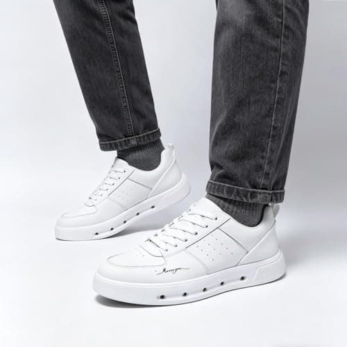 Mirroryou Mens Casual Dress Sneakers Lace-up Fashion Shoes White 10 — view 2