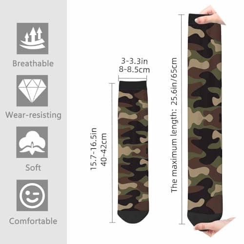 Muntayson Camouflage Athletic Cushioned Crew Socks Cushioned Crew Socks with Arch Compression Secure Fit Women Men — view 2