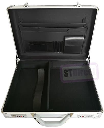 Pro Aluminium Large Deep Executive Laptop Padded Briefcase Attache Case Silver — view 3