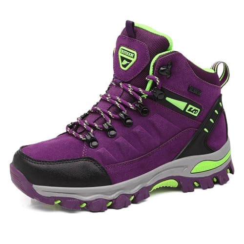 VLOOKST Hiking Boots Mens Outdoor Non-Slip Lace-up Walking Trekking Shoes Sneaker for Climbing Backpacking Camping,8019 Purple,5 UK