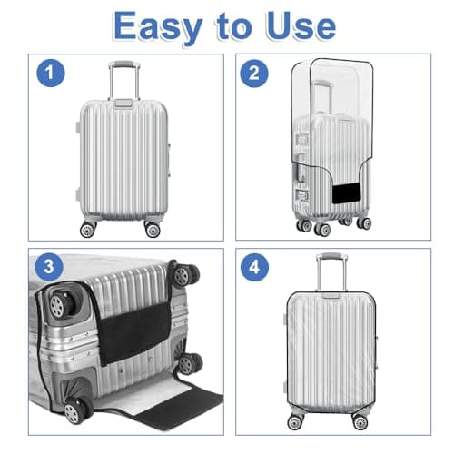 MAOMUN 3 PCS Clear Suitcase Cover with 3 Luggage Tags, Waterproof PVC Suitcase Covers Protectors Luggage Covers for Suitcases 20/24/28inch, Dustproof Luggage Cover for Travel Business Daily Using — view 6