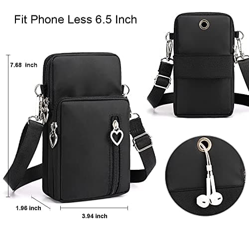 DOB SECHS 3 Layers Zipper Closure Waterproof Nylon Crossbody Bags With Adjustable Shoulder Strap Mobile Phone Wallet Bags For Women Girls Ladies — view 3