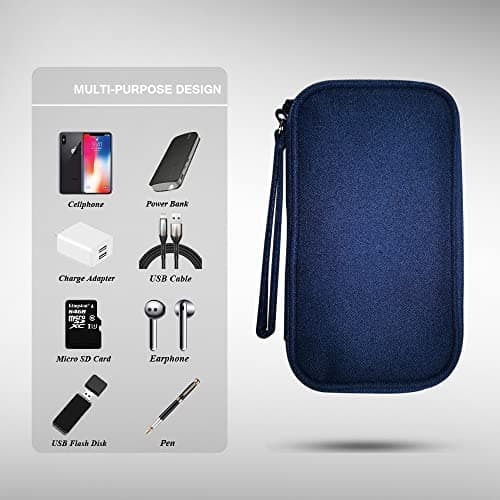 DUMEALAGR Electronics Organizer Bag Pouch Cable Charger Case Travel Shockproof Cord Carrying Case for Earphone Powerbank USB Hard Drive SD Card (Navy) — view 4