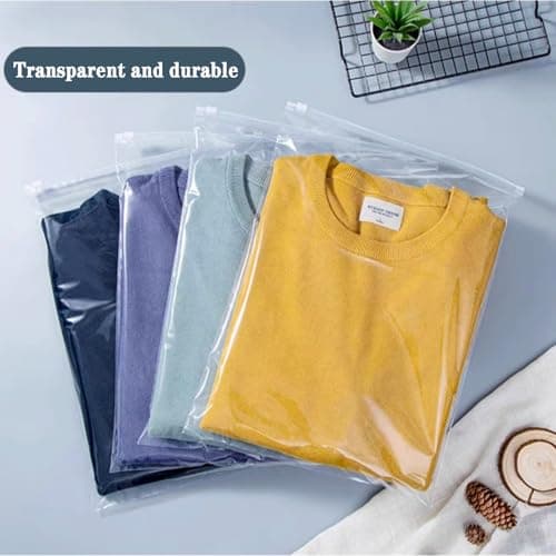 QISF 50 Pcs Reusable Ziplock Bags for Clothes,35x45cm Large Plastic Hospital Bags,Clear Seal Bag Waterproof Luggage Organiser for Clothes Garment School - Protect From Dust & Moths — view 4