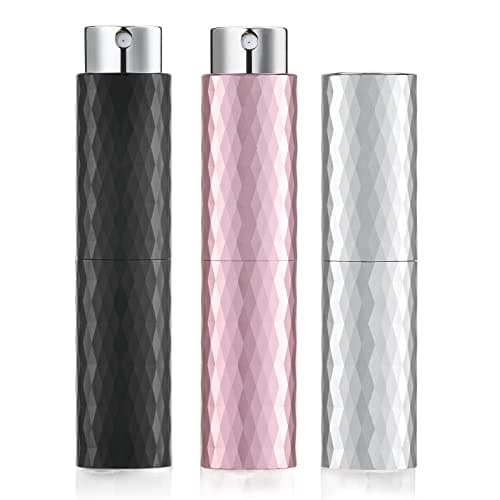 Toureal 8ml Atomizer Perfume Spray Bottle for Travel, Empty Refillable Cologne Dispenser, Portable Sprayer (3 Colors)