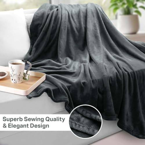Oxford Homeware Fleece Blanket Sofa Throw Cuddly Reversible Soft Throws for Bed, Couch, Settee, Travel Lightweight and Breathable Blanket fit All Season (Grey, Throw/Single) — view 5