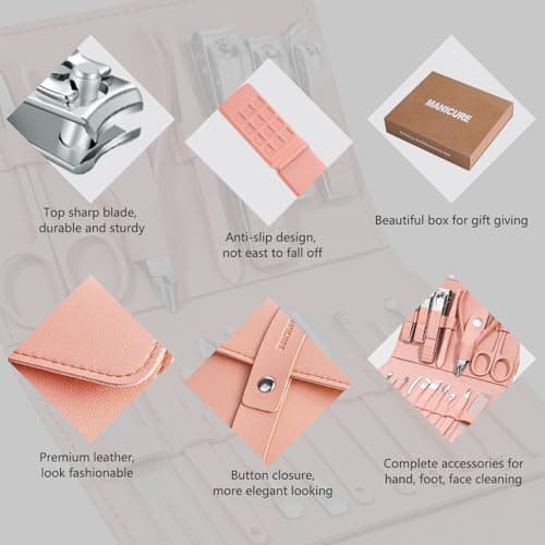 Manicure Set Professional Nail Clippers Pedicure Kit,16pcs Stainless Steel — view 5