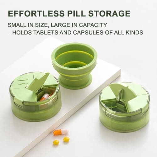 Pill Organiser with Tablet Cutter 4 Compartment Travel Pillbox Silicone Cup — view 2