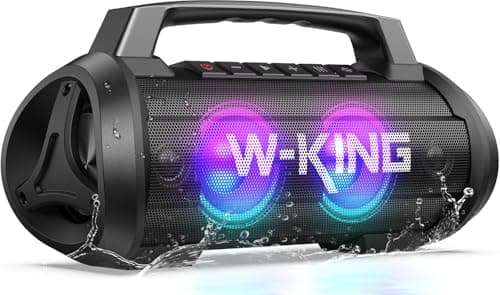 W-KING Bluetooth Speaker, 120W Portable Wireless Speakers, 70W Deep Bass with Dual Subwoofer, IPX6 Waterproof, DSP, EQ, 42H Playtime, RGB Lights, BT 5.4, 110dB Powerful Boombox for Outdoor/Party/Beach