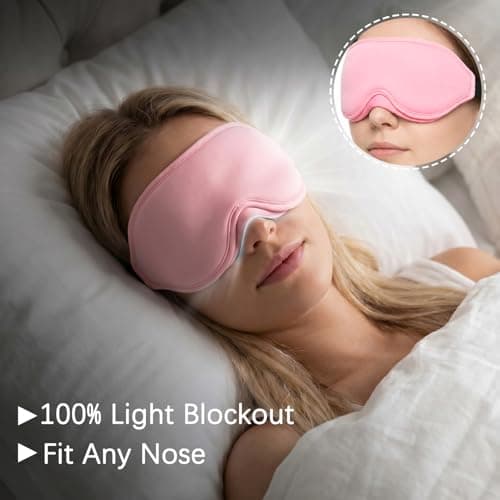 SLIJAR 100% Blackout Sleep Mask for Men Women, 3D Contoured Eye Mask for Sleeping, Zero Eye Pressure Breathable Blindfold with Adjustable Strap for Travel Office Home (Pink) — view 3
