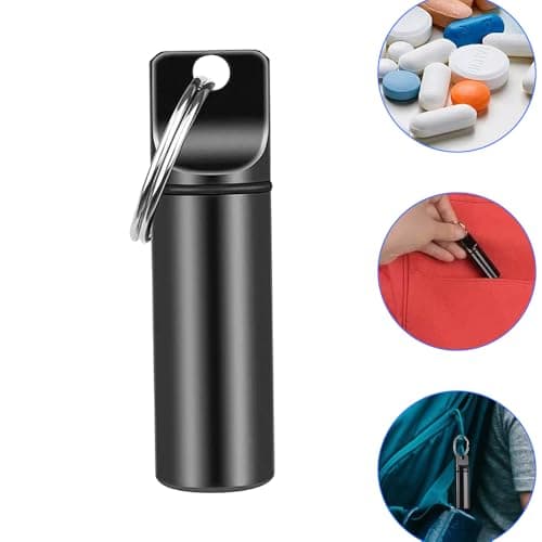 Lmyzcbzl Waterproof Aluminum Pill Box, Pill Box Keychain, Pocket Pill Case, Portable mini Pill Boxes, Portable Pill Container for Outdoor Travel — view 5