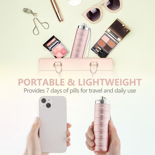Mossime Metal Pill Organiser 7 Day: Stackable, Waterproof, Travel, Pink — view 5